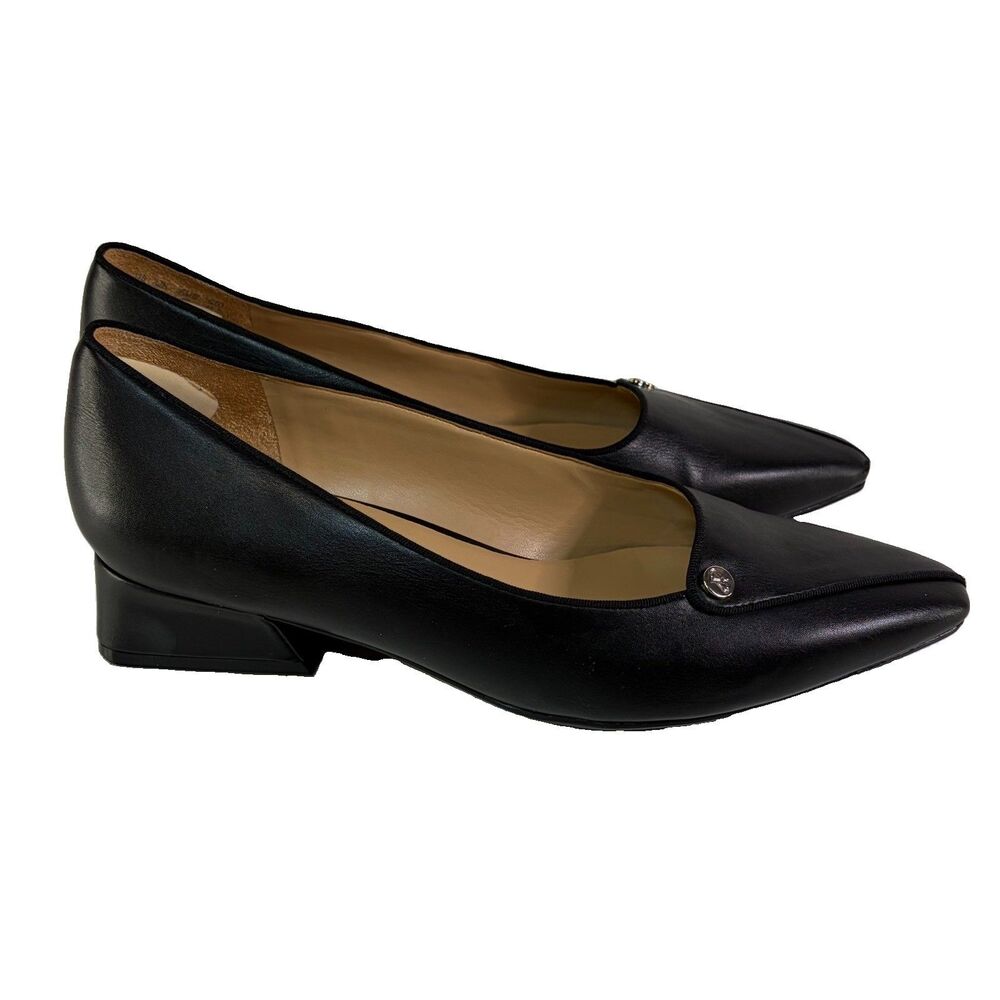Naturalizer Size 9 Black Leather Pointed Toe Block Heel Pumps Women’s